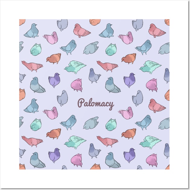 Colorful Flock of Pigeons (square) Wall Art by Palomacy